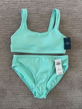 NWT abercrombie kids Mint Green Ribbed Bikini Set Sixe 11/12
